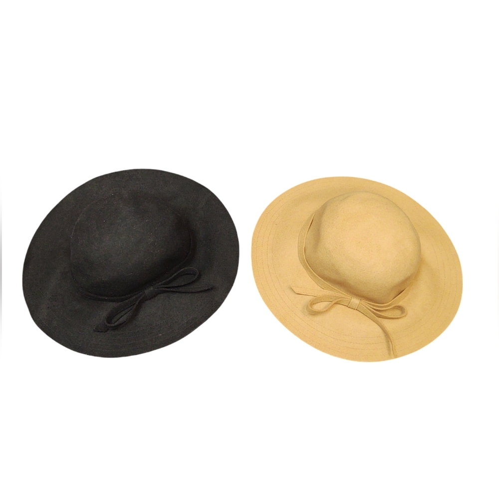 EUC Bundle of 2 Women's Black and Tan Wool Hats